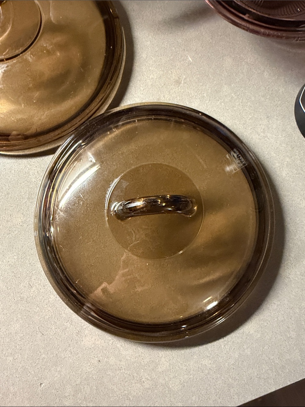 Amber Brown Glass Lid - Universal Kitchen cover